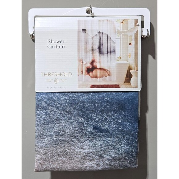 Threshold Watercolor Blue & Red Print 100% Cotton Sateen Shower Curtain 72 x 72 - Picture 3 of 8